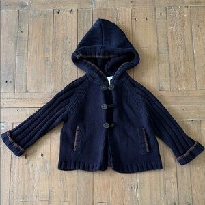 Jacadi cable knit hooded toggle front cardigan sweater jacket 18 months